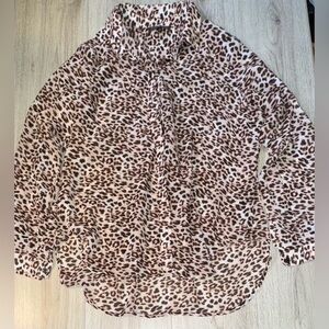 Victoria's Secret Leopard Print Button Down Shirt top long sleeve